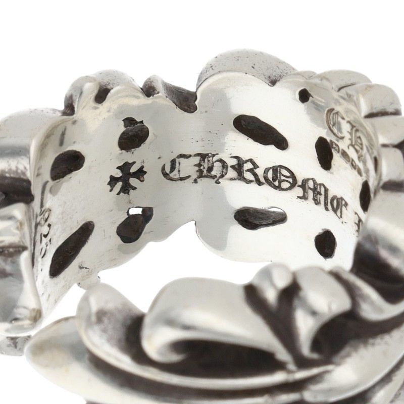 Chrome Hearts DBL FLRL CRS 925 Silver Ring Size US 8.5