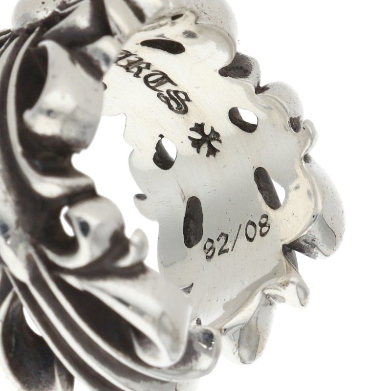 Chrome Hearts DBL FLRL CRS 925 Silver Ring Size US 8.5