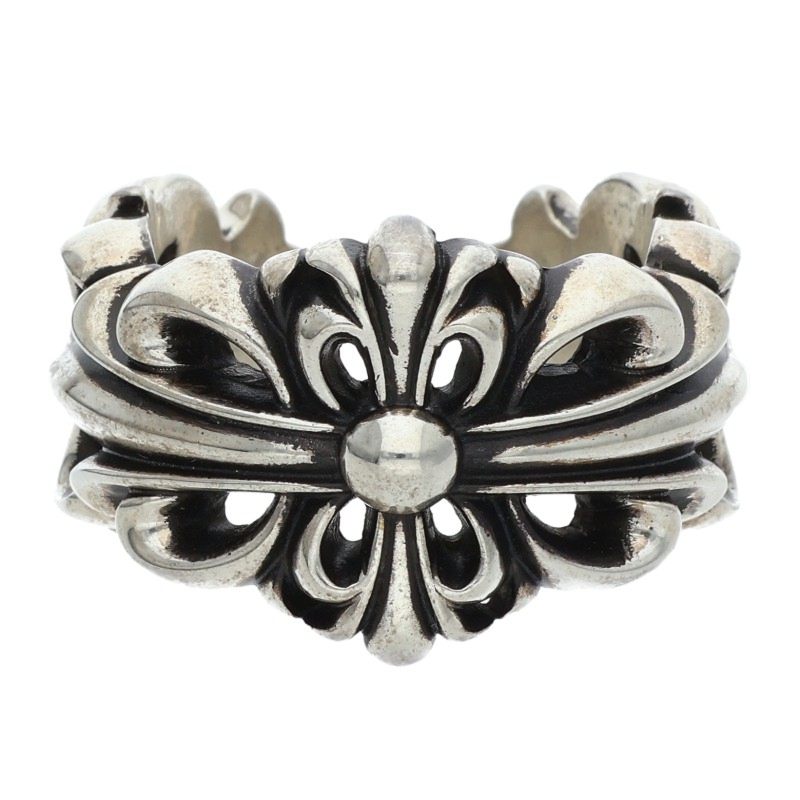 Chrome Hearts DBL FLRL CRS 925 Silver Ring Size US 12