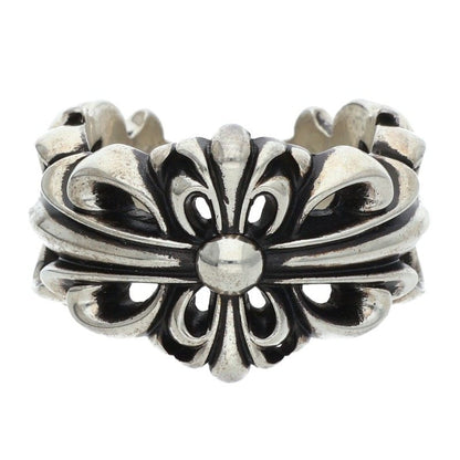 Chrome Hearts DBL FLRL CRS 925 Silver Ring Size US 12