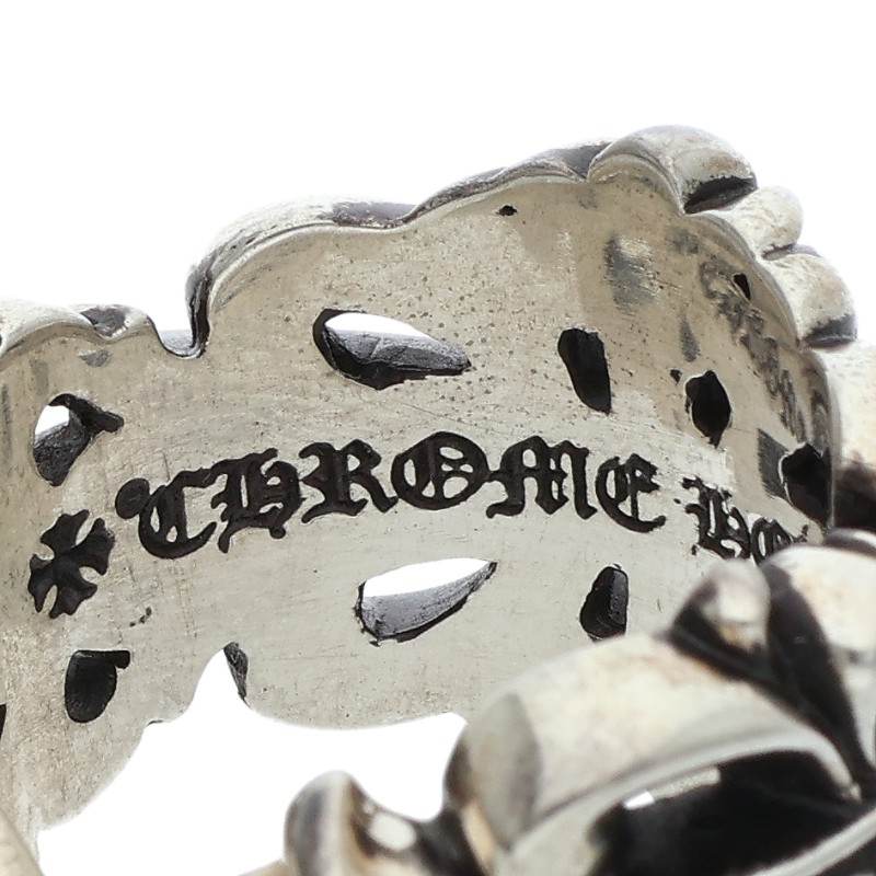 Chrome Hearts DBL FLRL CRS 925 Silver Ring Size US 12