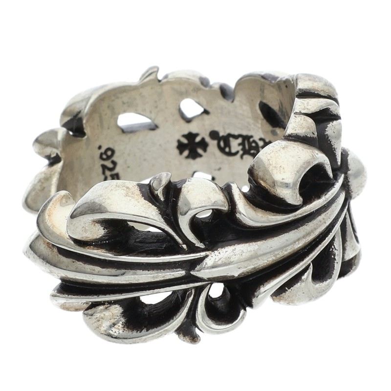 Chrome Hearts DBL FLRL CRS 925 Silver Ring Size US 12