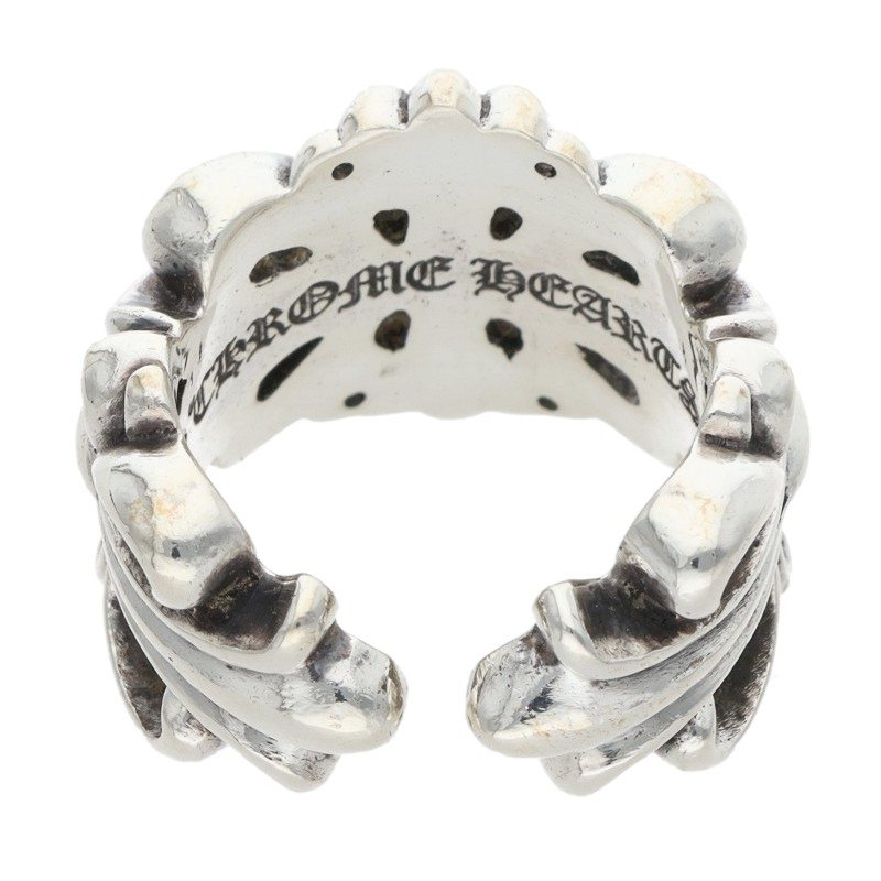 Chrome Hearts DBL FLRL CRS Silver Ring Size US 4.5