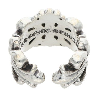 Chrome Hearts DBL FLRL CRS Silver Ring Size US 4.5