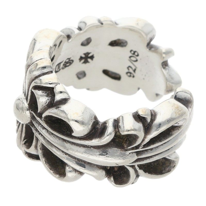 Chrome Hearts DBL FLRL CRS Silver Ring Size US 4.5