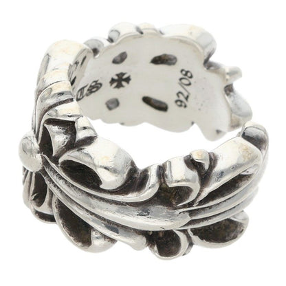 Chrome Hearts DBL FLRL CRS Silver Ring Size US 4.5