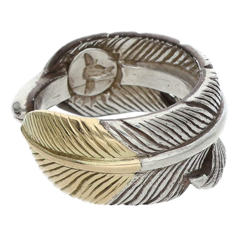 TADY & KING Feather K18 Gold Silver Ring Size ONE SIZE