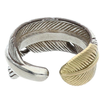 TADY & KING Feather K18 Gold Silver Ring Size ONE SIZE