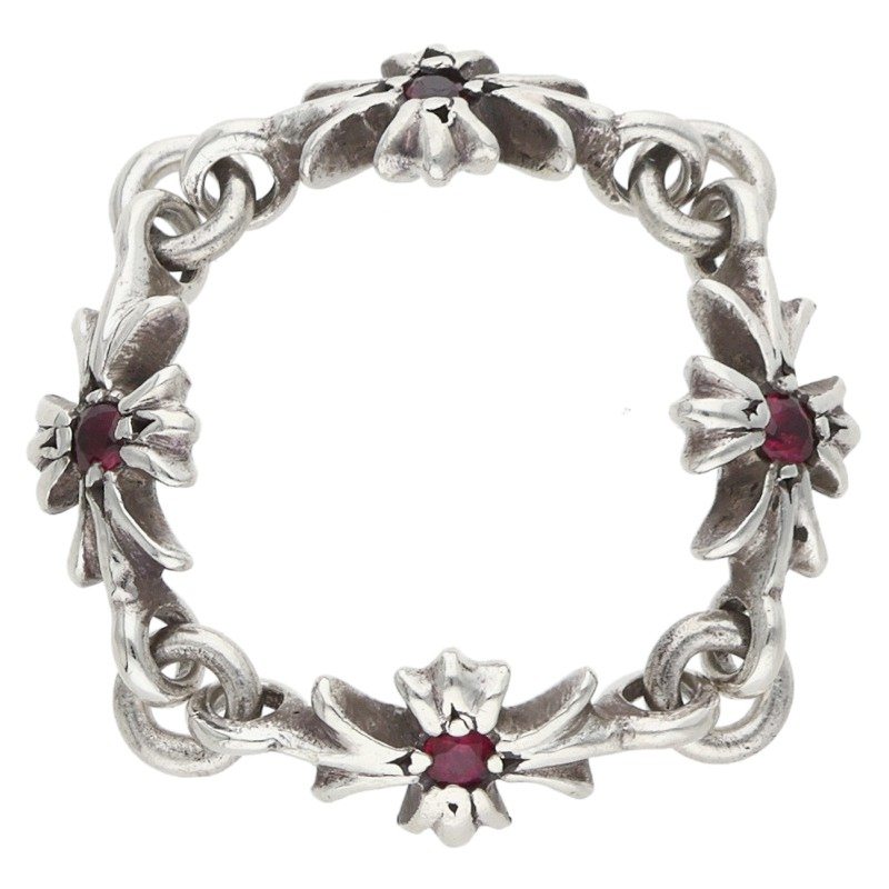 Chrome Hearts TNY E CH PLS Ruby Silver Ring Size ONE SIZE