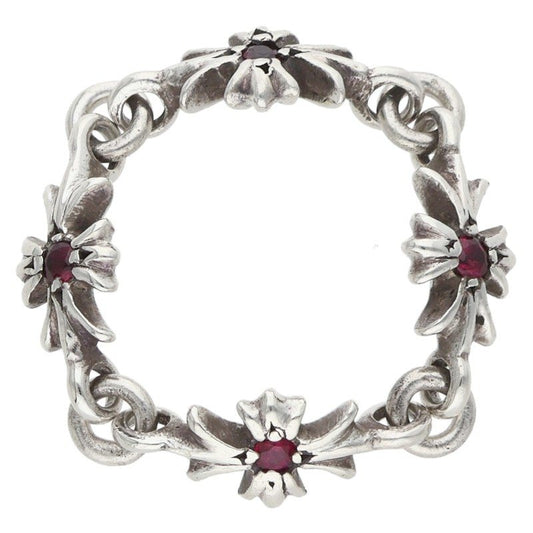 Chrome Hearts TNY E CH PLS Ruby Silver Ring Size ONE SIZE