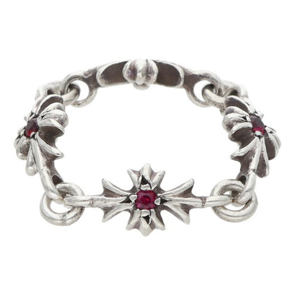 Chrome Hearts TNY E CH PLS Ruby Silver Ring Size ONE SIZE