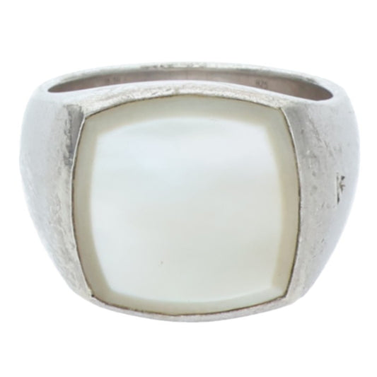 TOM WOOD Cushion White MOP Silver Signet Ring Size ONE SIZE