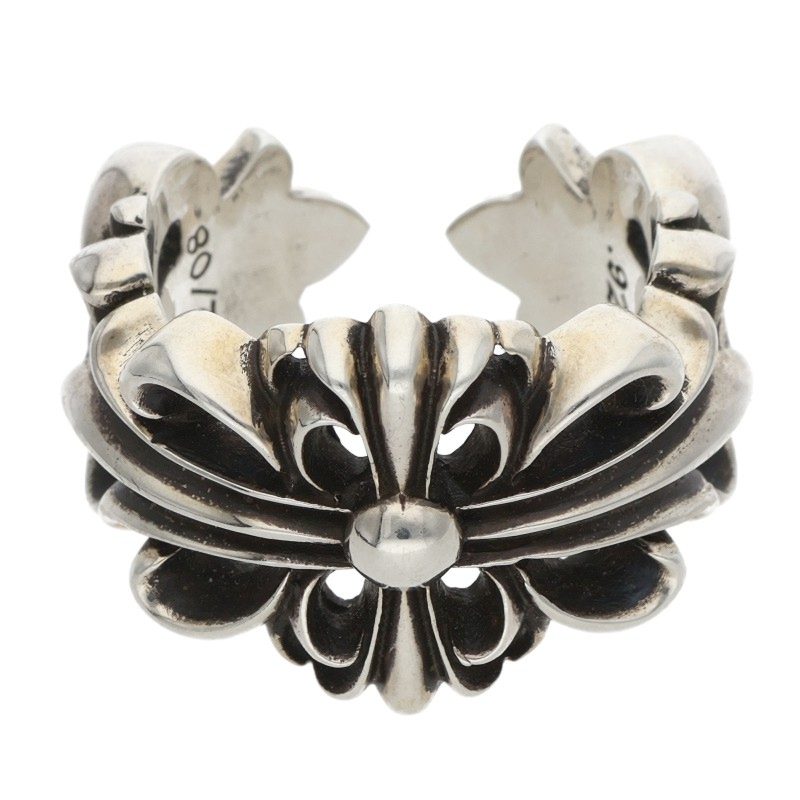 Chrome Hearts DBL FLRL CRS Silver Ring Size ONE SIZE