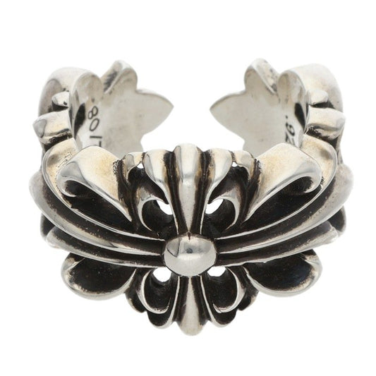 Chrome Hearts DBL FLRL CRS Silver Ring Size ONE SIZE