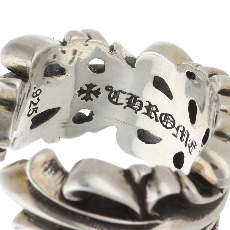 Chrome Hearts DBL FLRL CRS Silver Ring Size ONE SIZE