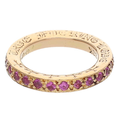 Chrome Hearts 22K Pave Pink Sapphire Gold Ring