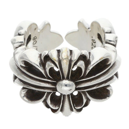Chrome Hearts Double Floral Cross Silver Ring Size ONE SIZE