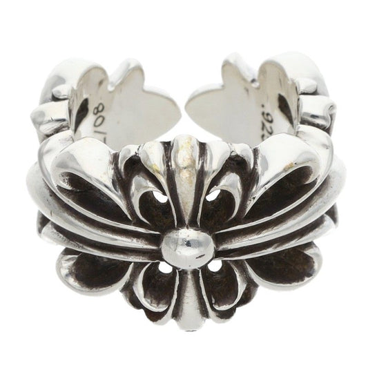 Chrome Hearts Double Floral Cross Silver Ring Size ONE SIZE
