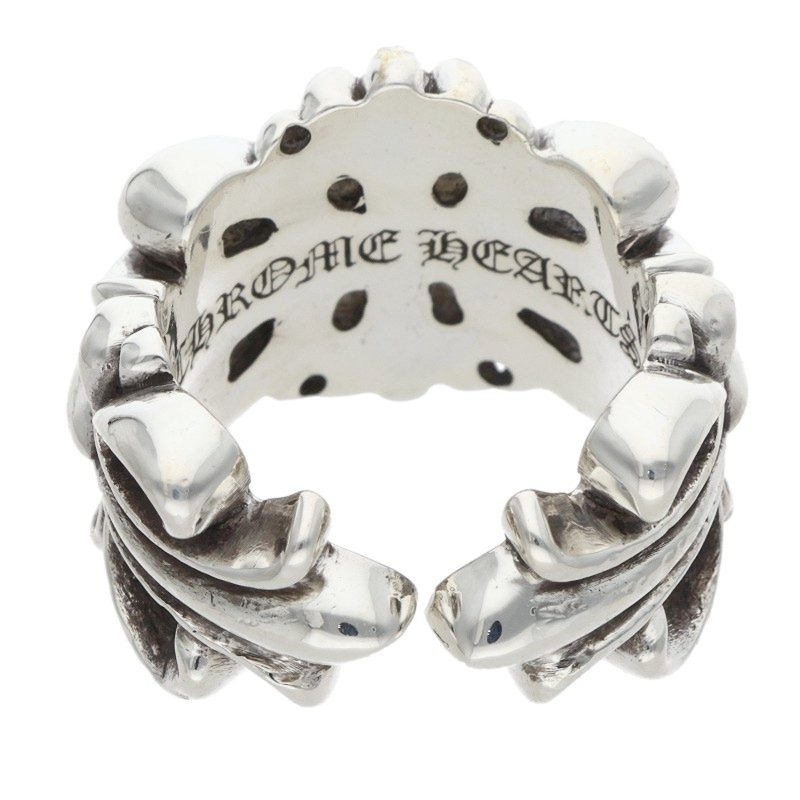 Chrome Hearts Double Floral Cross Silver Ring Size ONE SIZE
