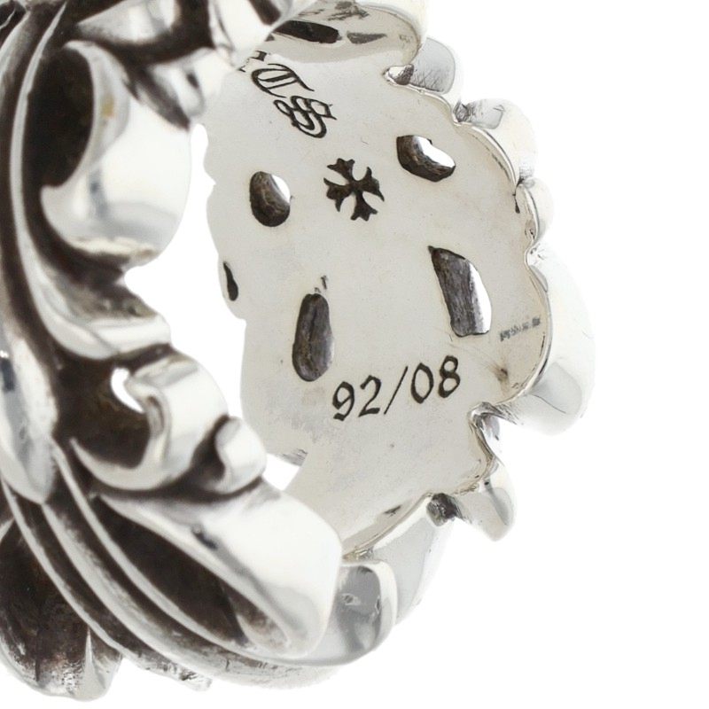 Chrome Hearts Double Floral Cross Silver Ring Size ONE SIZE