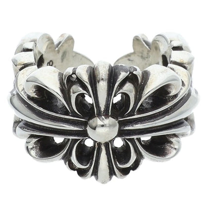 Chrome Hearts Double Floral Cross Silver Ring Size ONE SIZE
