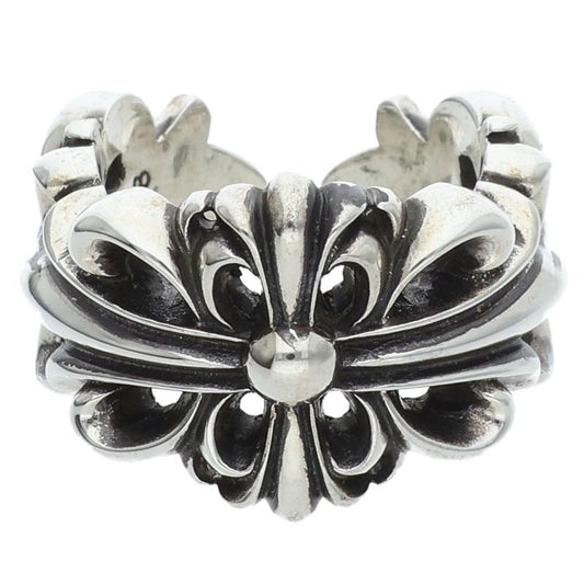 Chrome Hearts Double Floral Cross Silver Ring Size ONE SIZE