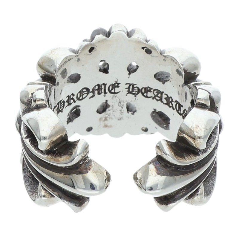 Chrome Hearts Double Floral Cross Silver Ring Size ONE SIZE