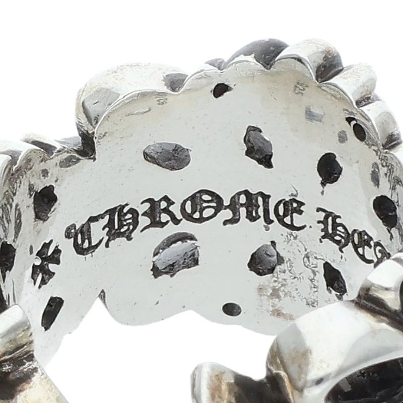 Chrome Hearts Double Floral Cross Silver Ring Size ONE SIZE