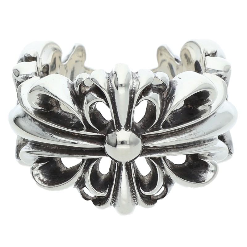 Chrome Hearts DBL FLRL CRS Silver Ring Size ONE SIZE
