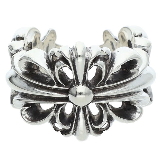 Chrome Hearts DBL FLRL CRS Silver Ring Size ONE SIZE