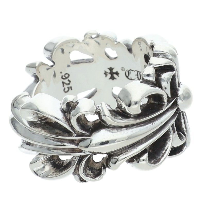Chrome Hearts DBL FLRL CRS Silver Ring Size ONE SIZE