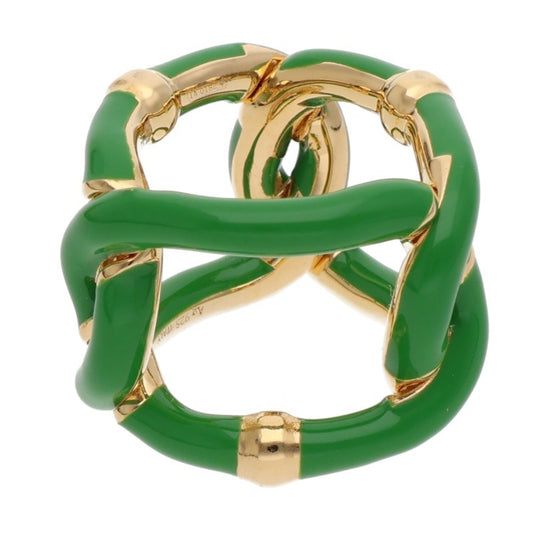 BOTTEGA VENETA Parakeet 925 Silver Ring Green/Gold Size 13