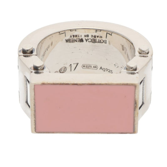 BOTTEGA VENETA Bolt Silver & Pink Ring Size 17
