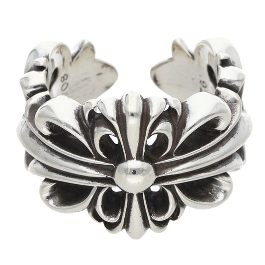 Chrome Hearts DBL Floral Cross Silver Ring Size ONE SIZE