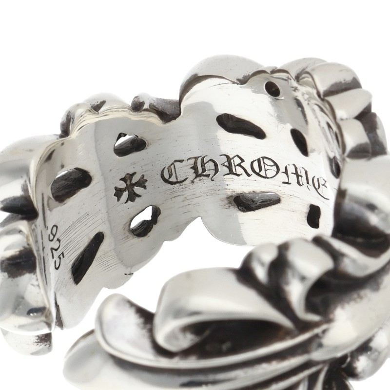 Chrome Hearts DBL Floral Cross Silver Ring Size ONE SIZE