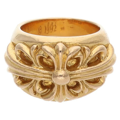 Chrome Hearts 22K Floral Cross Gold Ring Size JP 6