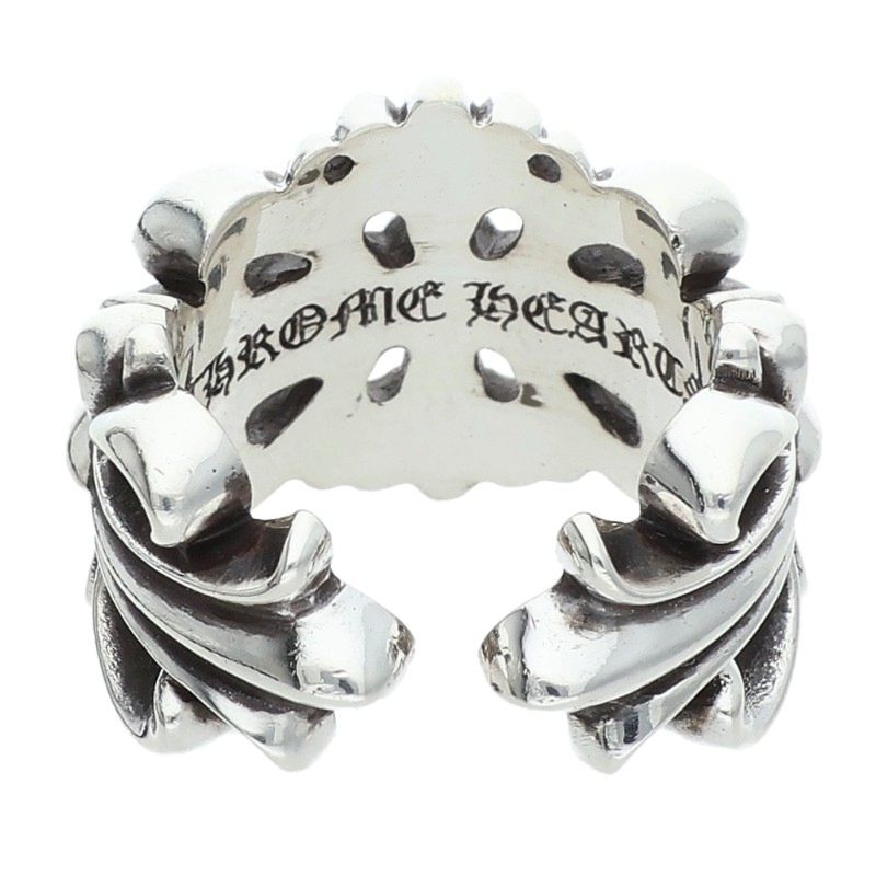 Chrome Hearts DBL FLRL CRS 925 Silver Ring Size US 5