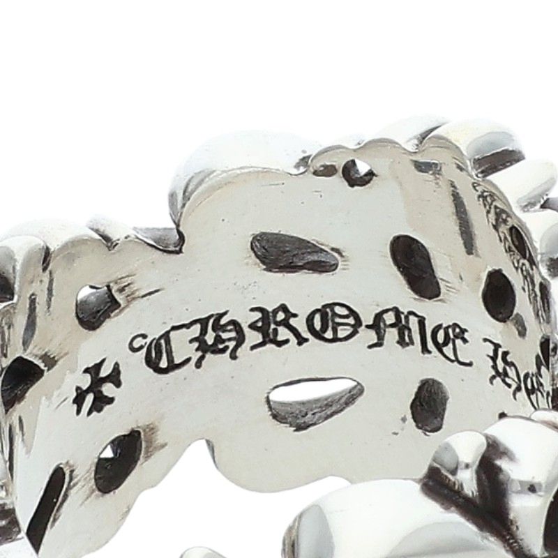 Chrome Hearts DBL FLRL CRS 925 Silver Ring Size US 5