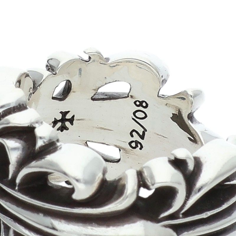 Chrome Hearts DBL FLRL CRS 925 Silver Ring Size US 5