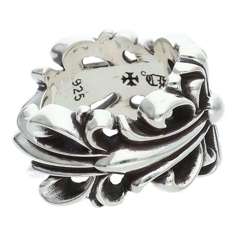 Chrome Hearts DBL FLRL CRS 925 Silver Ring Size US 5