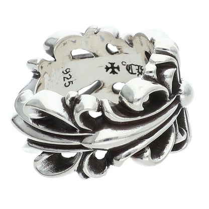 Chrome Hearts DBL FLRL CRS 925 Silver Ring Size US 5