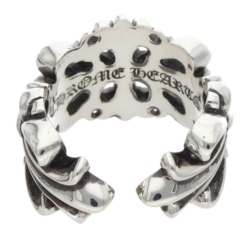 Chrome Hearts DBL FLRL CRS Floral Cross Ring Size ONE Silver