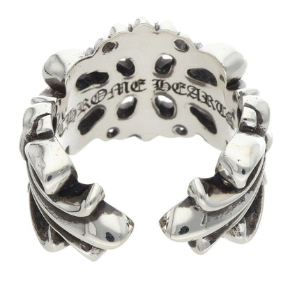 Chrome Hearts DBL FLRL CRS Floral Cross Ring Size ONE Silver