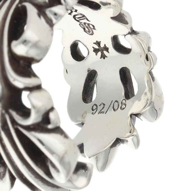 Chrome Hearts DBL FLRL CRS Floral Cross Ring Size ONE Silver