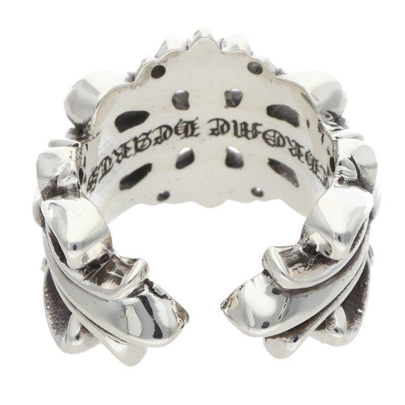 Chrome Hearts Double Floral Cross Silver Ring Size ONE SIZE