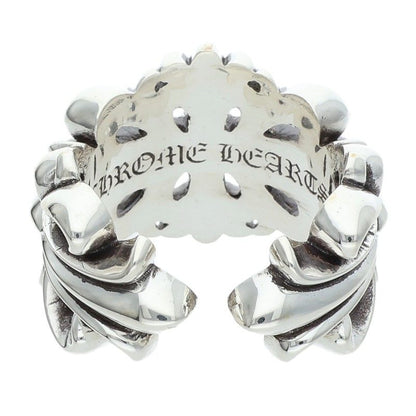 Chrome Hearts Double Floral Cross Silver Ring Size US 10.5