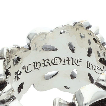 Chrome Hearts Double Floral Cross Silver Ring Size US 10.5