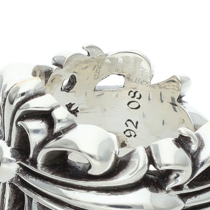 Chrome Hearts Double Floral Cross Silver Ring Size US 10.5