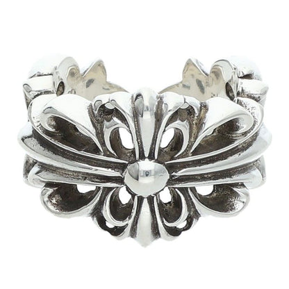 Chrome Hearts Double Floral Cross Silver Ring Size ONE SIZE