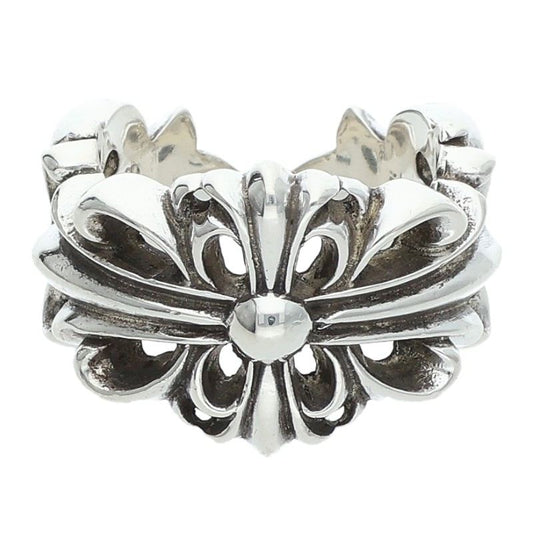 Chrome Hearts Double Floral Cross Silver Ring Size ONE SIZE
